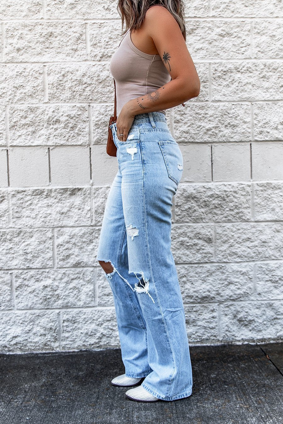 Ripped High Waist Retro Slim Fit Denim Boot-cut