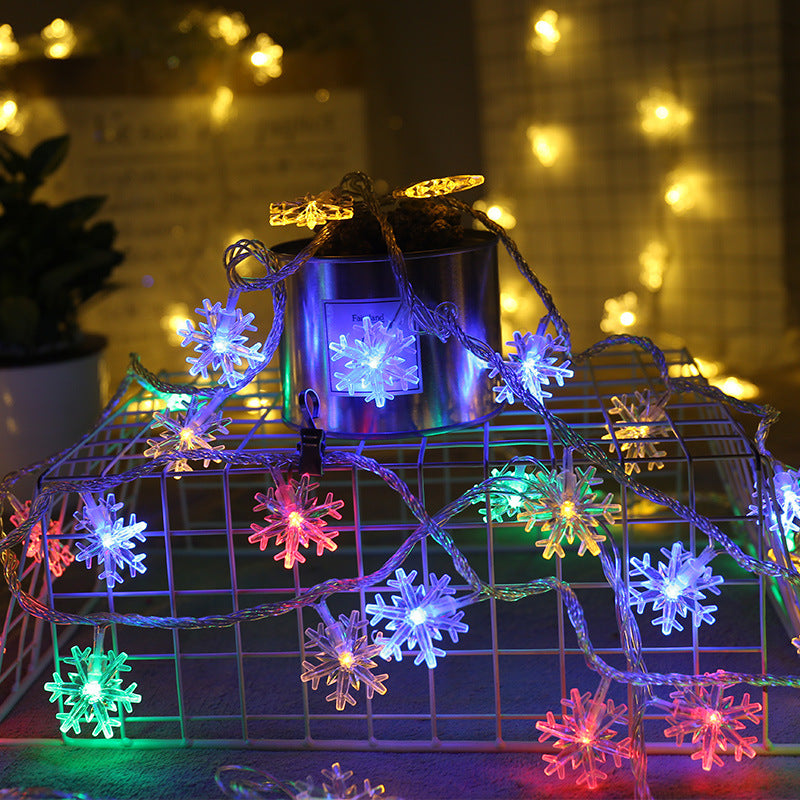 LED Snowflake Light String Small Lanterns Flashing Lights Indoor Room Bedroom Layout Christmas Decoration Lights