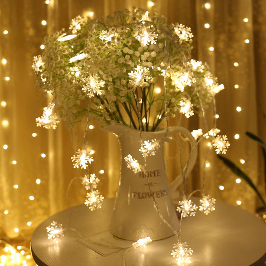 LED Snowflake Light String Small Lanterns Flashing Lights Indoor Room Bedroom Layout Christmas Decoration Lights