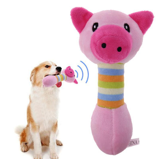 Cute Bite Resistant Pet Plush Toys Sticks Sounding Dog Toys Duck Pink Pig Wholesale