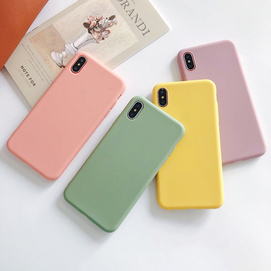 Simple And Fresh Pure Color Apple X Suitable Mobile Phone Case IPhonexsmax/xr/8/7plus 6s Soft For Men And Women