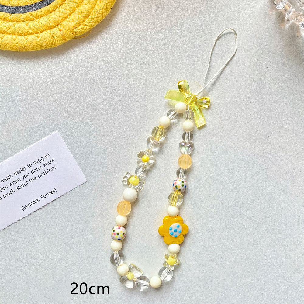 Beaded Flower Mobile Phone Lanyard