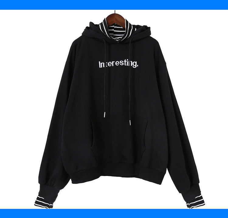 Harajuku striped turtleneck hoodies