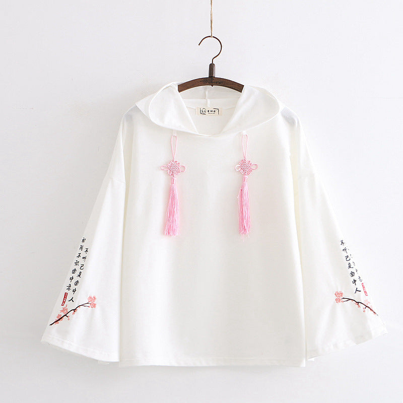 Floral Embroidery Hooded Sweatshirts