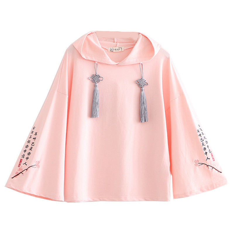 Floral Embroidery Hooded Sweatshirts