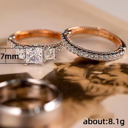 Three Sets Of Exquisite Zircon Inlaid Rings