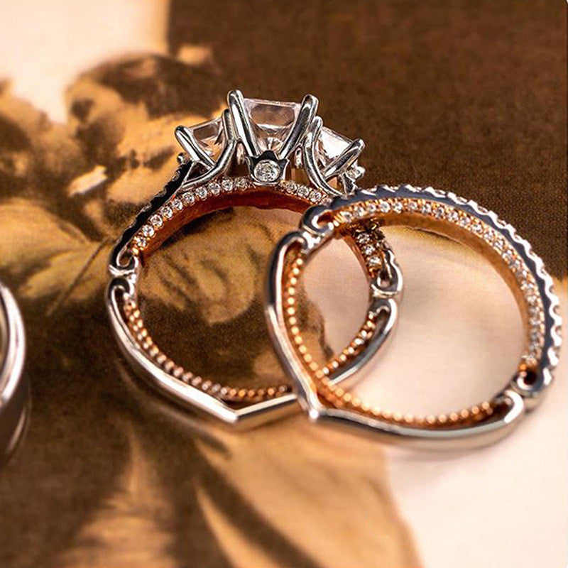 Three Sets Of Exquisite Zircon Inlaid Rings