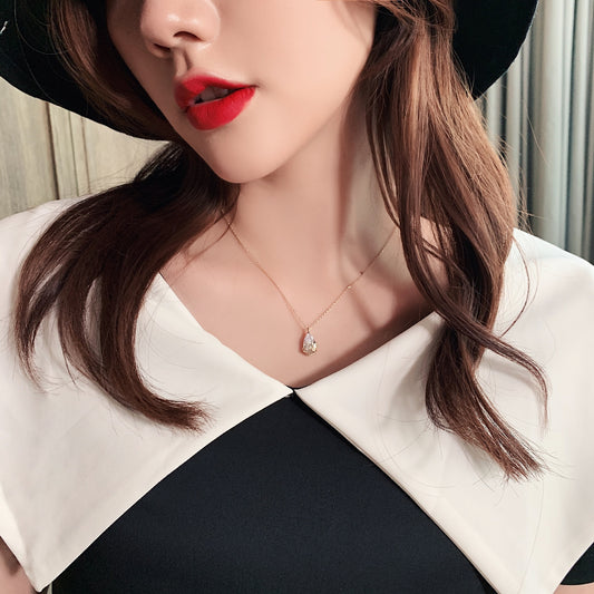 Crystal Water Drop Pendant Necklace Women's