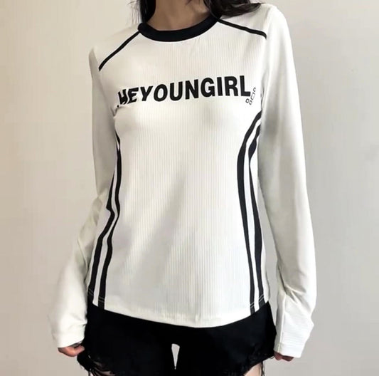 Letter Print Casual Knitted Shirt