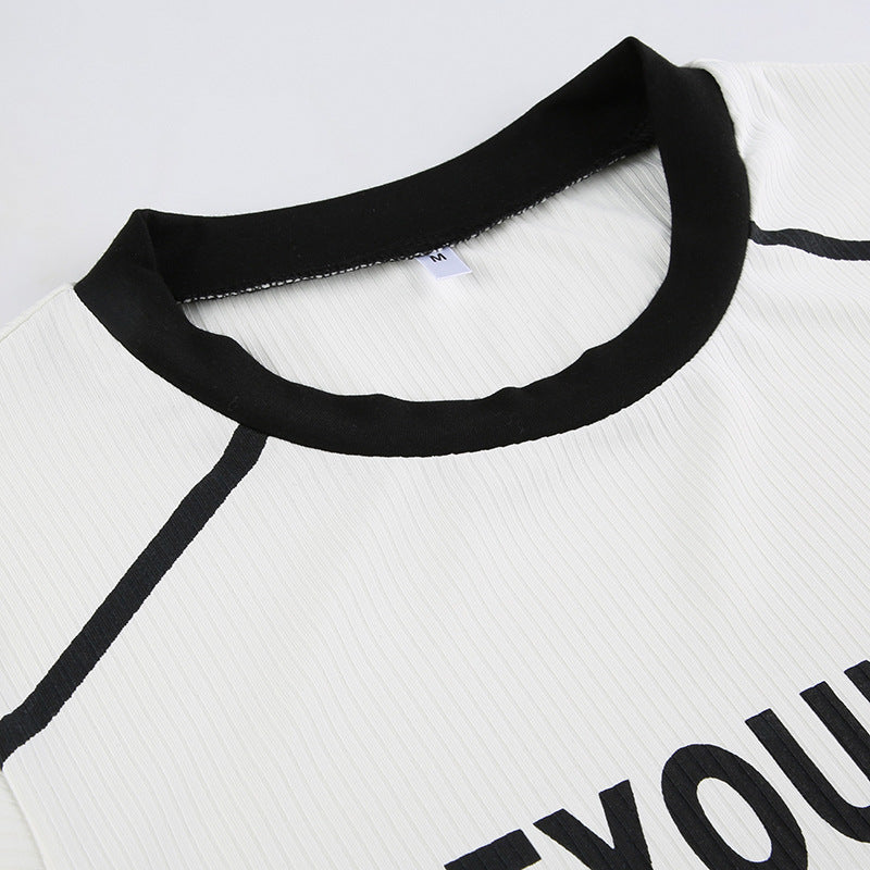 Letter Print Casual Knitted Shirt