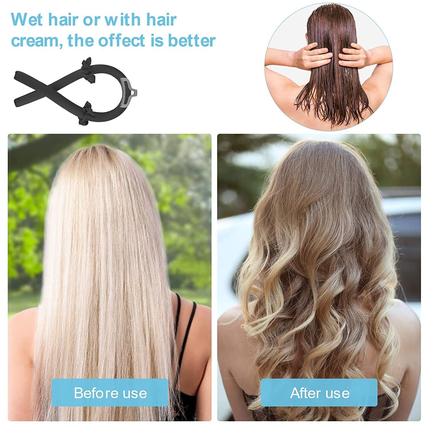 Heatless Curling Rod Headband, No Heat silk curlers hair rollers for long hair and you can sleep in soft foam hair curlers curling rods overnight, curling ribbon and flexible rods for natural hair