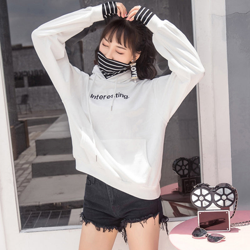 Harajuku striped turtleneck hoodies