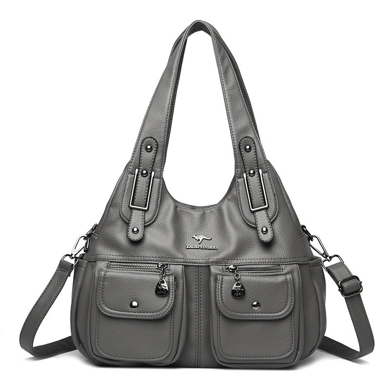 Middle-aged Mom Solid Color Crossbody Handbag