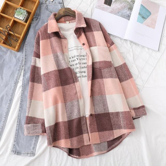 Literary Fan Plaid Shirt Jacket
