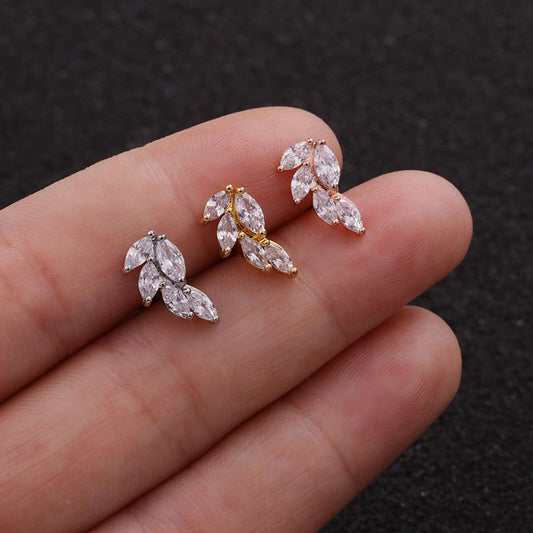 Creative Leaves Ear Studs Twist Ball Stainless Steel Ear Bone Nail