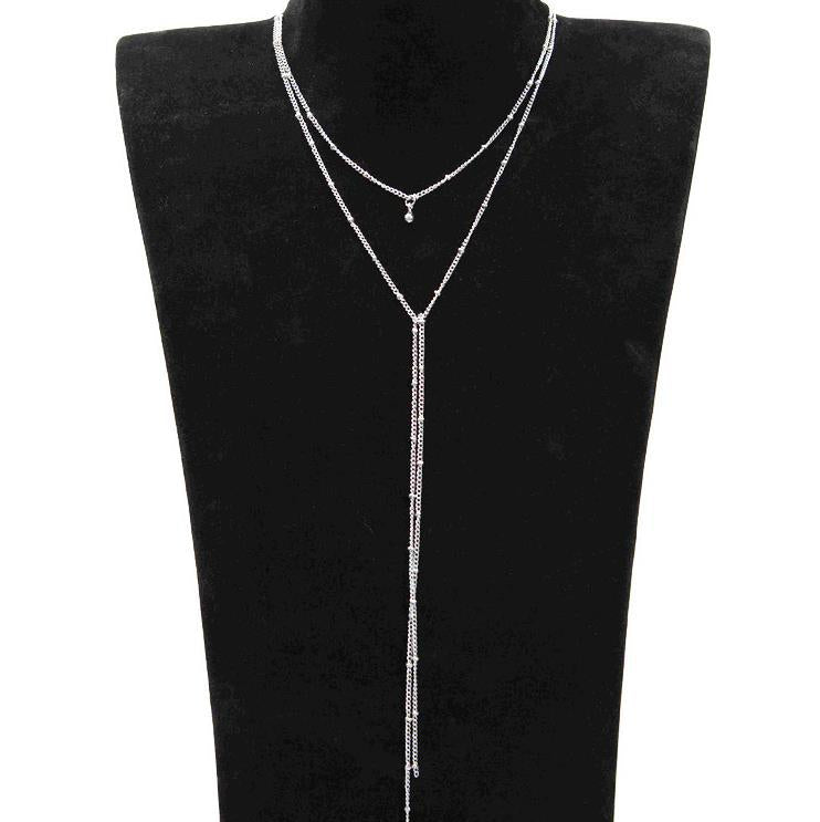 European And American Jewelry Fashion Simple Bead Chain Necklace Retro Clavicle Necklace Double Long Necklace Wholesale