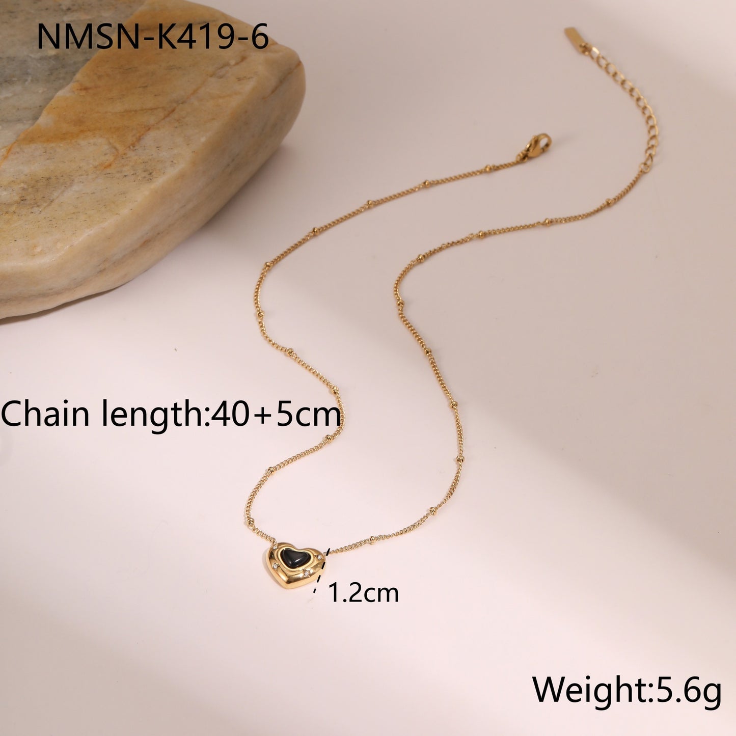 Heart-shaped Natural Stone Pendant Necklace