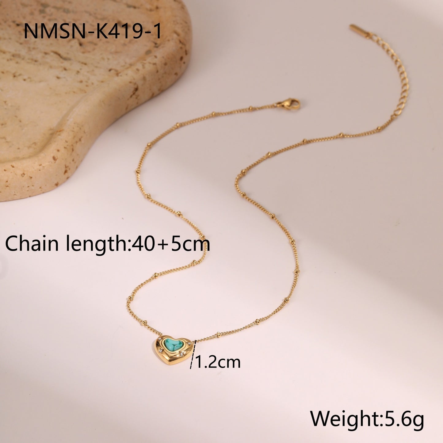 Heart-shaped Natural Stone Pendant Necklace