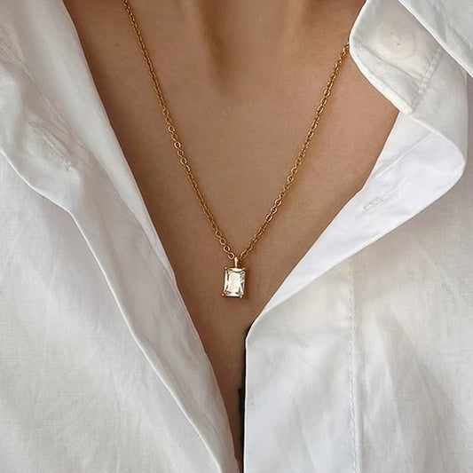 Stainless Steel Zircon Necklace
