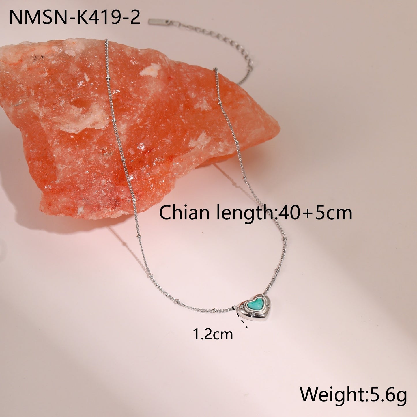 Heart-shaped Natural Stone Pendant Necklace