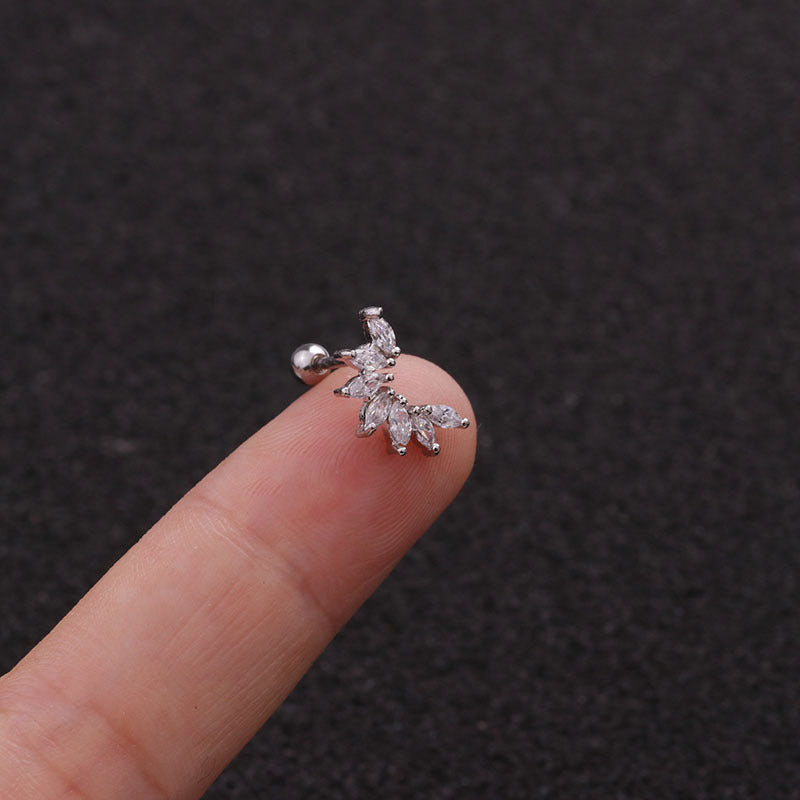 Creative Leaves Ear Studs Twist Ball Stainless Steel Ear Bone Nail