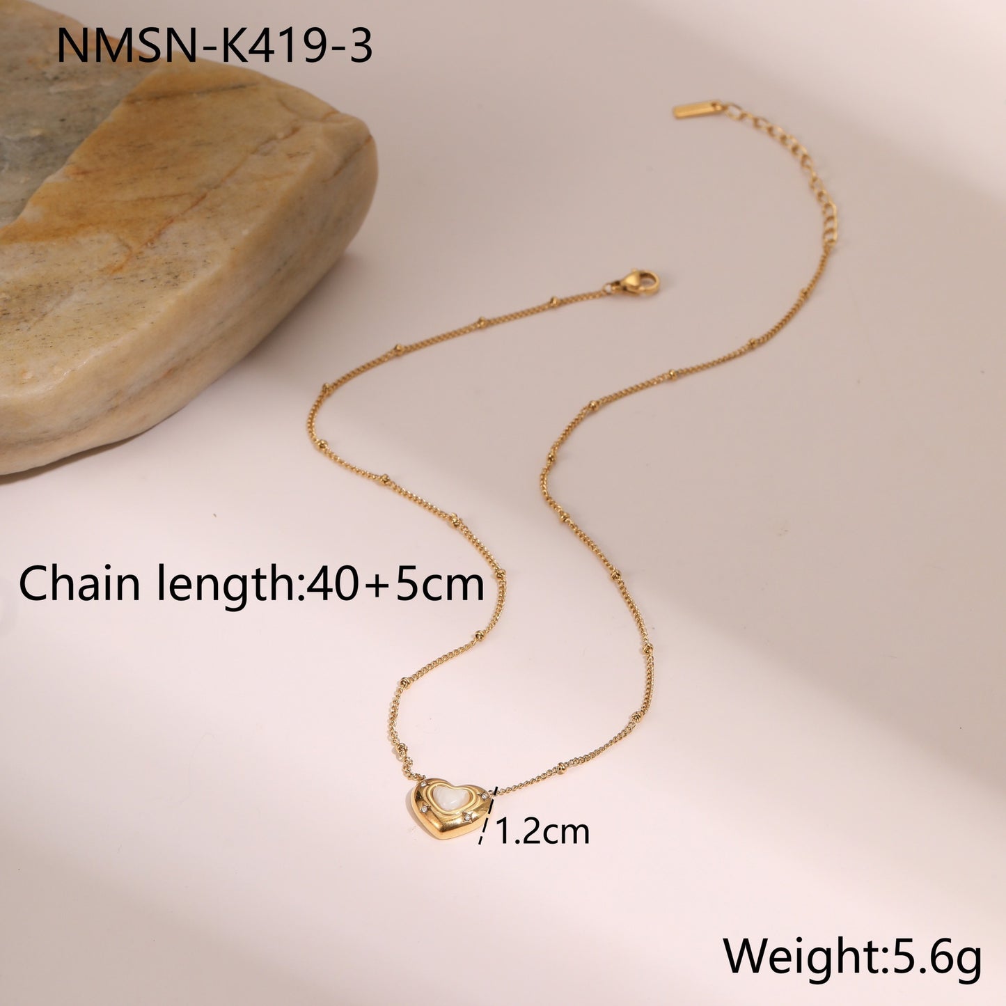 Heart-shaped Natural Stone Pendant Necklace