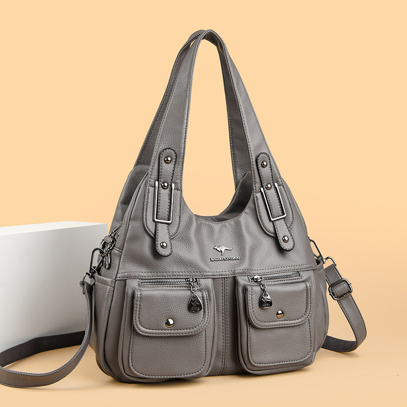 Middle-aged Mom Solid Color Crossbody Handbag
