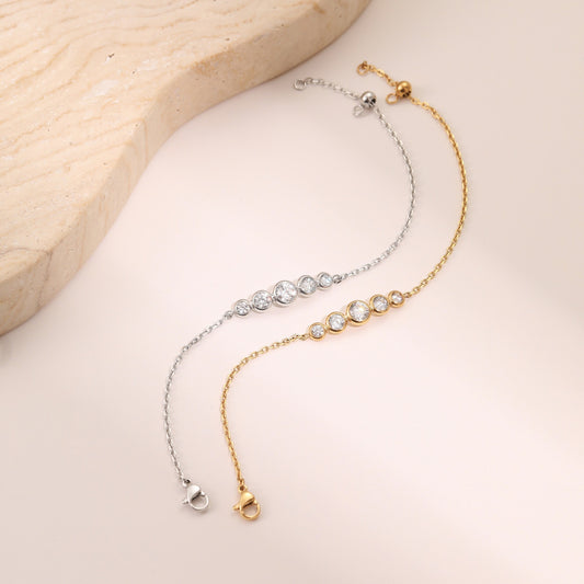 Diamond Zircon Bracelet Gold Plated Stainless Steel