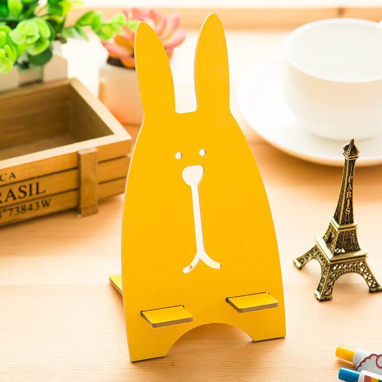 Lazy Desktop Bedside Simple Wooden Cute Cartoon Rabbit Mobile Phone Holder Support Universal Portable