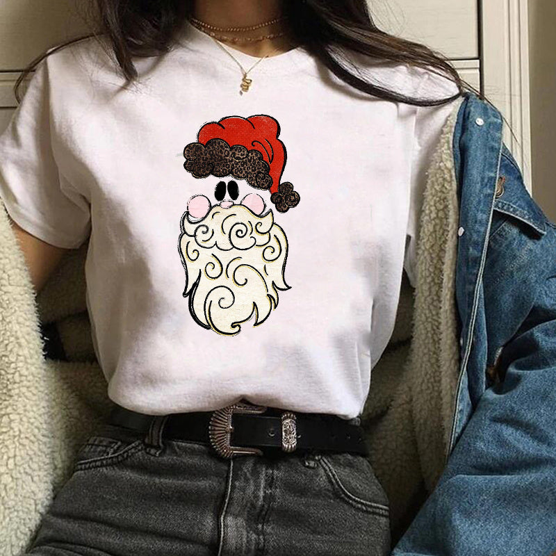 Christmas Fashion Printed Short Sleeve Tops For Women