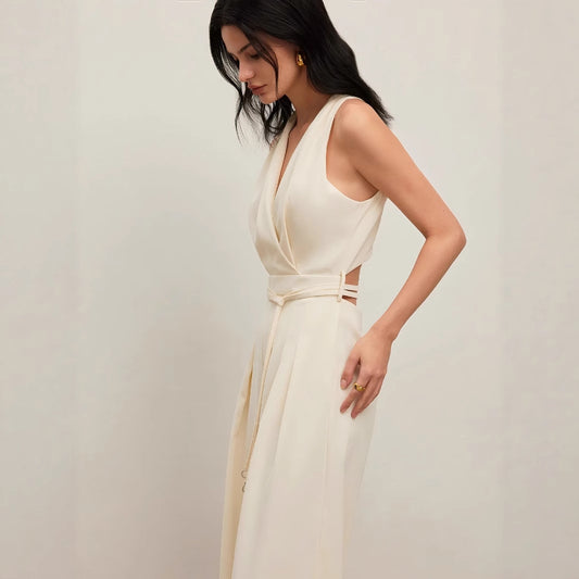 V-neck Sleeveless Casual Jumpsuit