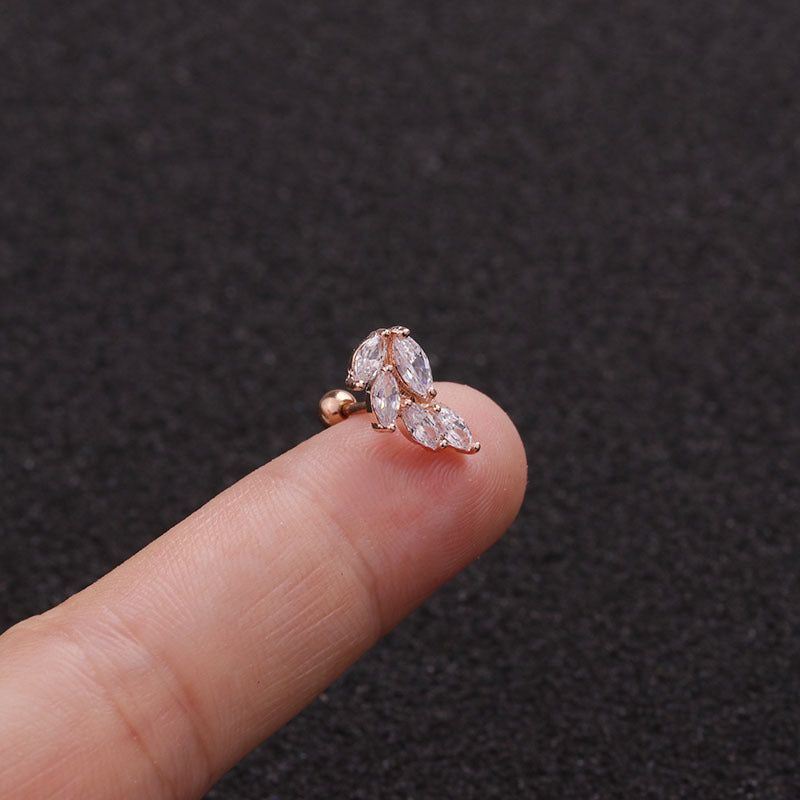 Creative Leaves Ear Studs Twist Ball Stainless Steel Ear Bone Nail