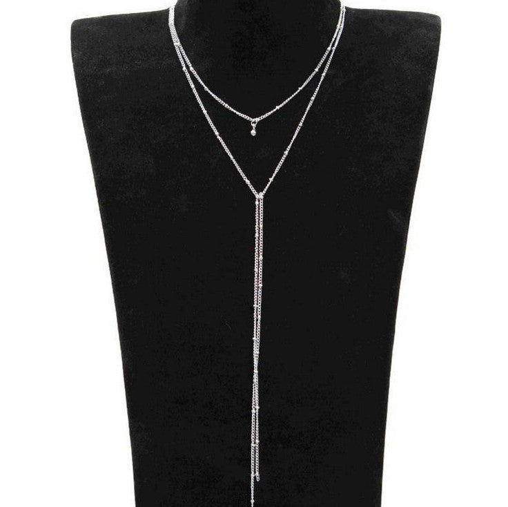 European And American Jewelry Fashion Simple Bead Chain Necklace Retro Clavicle Necklace Double Long Necklace Wholesale