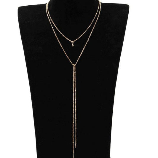 European And American Jewelry Fashion Simple Bead Chain Necklace Retro Clavicle Necklace Double Long Necklace Wholesale
