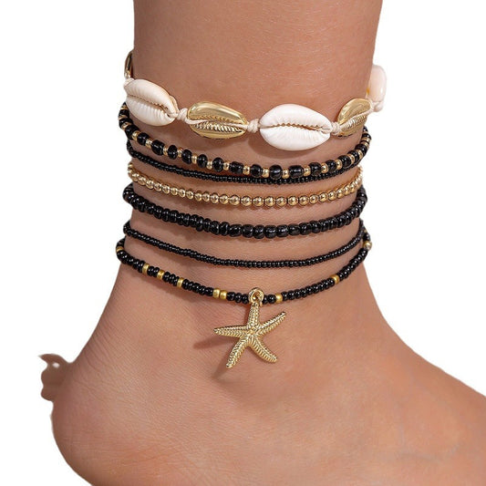 Bohemian Style Bead Anklet Suit Summer Leisure