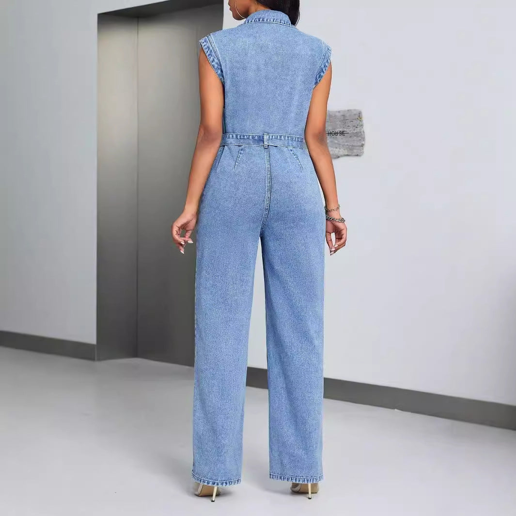 Denim Wear Sleeveless Casual Jumpsuit Trousers Jeans
