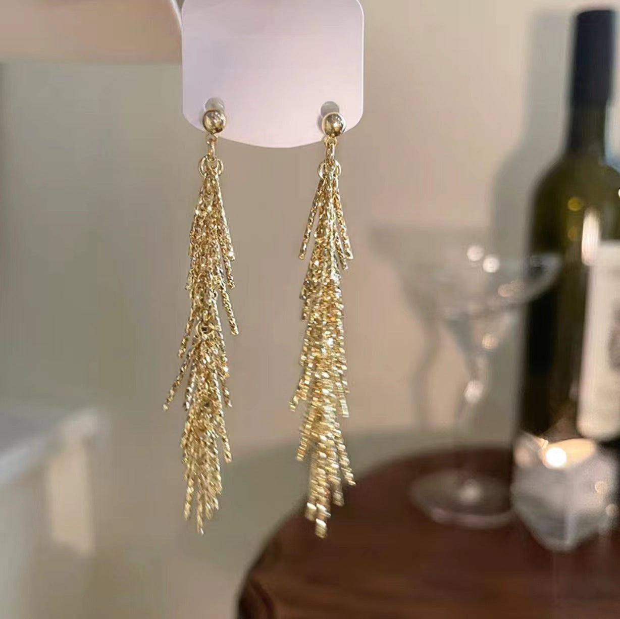 Grade Rose Crystal Tassel Earrings Women's Niche Design Light Luxury Earrings 2022 New Fashion Earrings