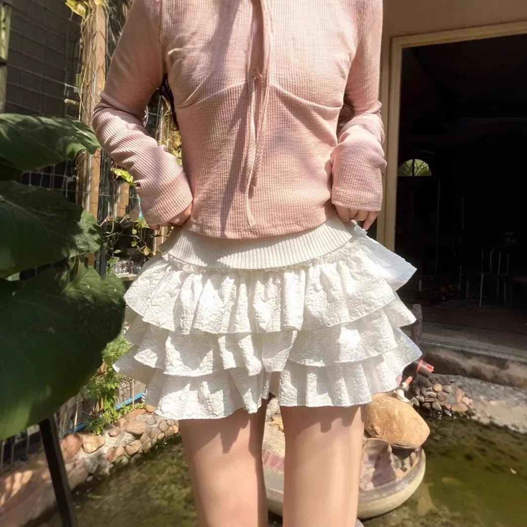 Cake Skirt Women's Summer New High Waist Sweet Small Ruffled Pumpkin Double-Layer Princess Lotus Short Skirt