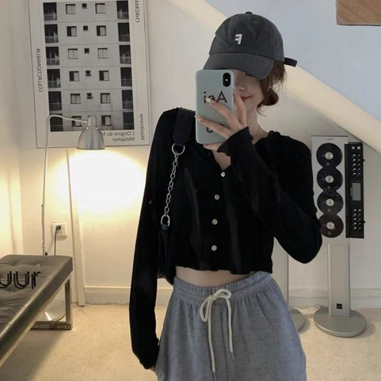 Sun Protection Cardigan Female Summer Small Slim-fit Hood Jacket Long-sleeved