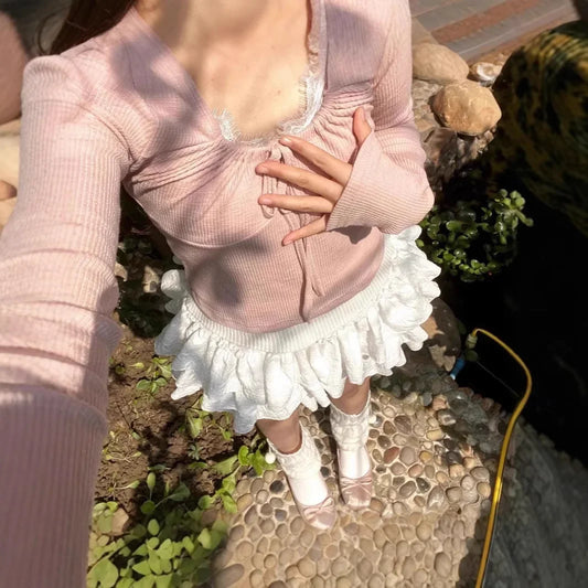 Cake Skirt Women's Summer New High Waist Sweet Small Ruffled Pumpkin Double-Layer Princess Lotus Short Skirt