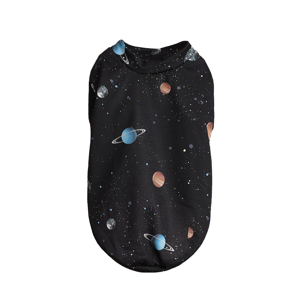 Ins Spring And Summer New Dog Clothes T-shirt Cosmic Planet Print Cat Clothes Small Dog Biped Clothes Dog Clothes