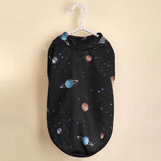 Ins Spring And Summer New Dog Clothes T-shirt Cosmic Planet Print Cat Clothes Small Dog Biped Clothes Dog Clothes