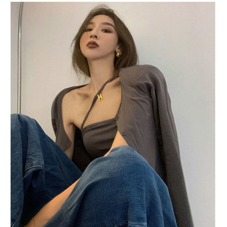 Long-sleeved T-shirt Women's Early Autumn Thin Hot Girls Wear Small Cardigans 2021 New Loose And Thin All-match Short Tops