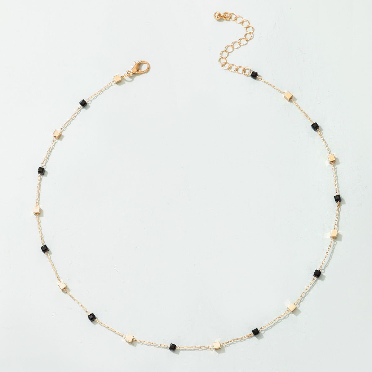 Cross-border Hot Selling Europe And The United States Cold Style Ins Necklace Creative Small Rice Beads Fashion Thin Fashionable Neck Chain Card Neck Chain
