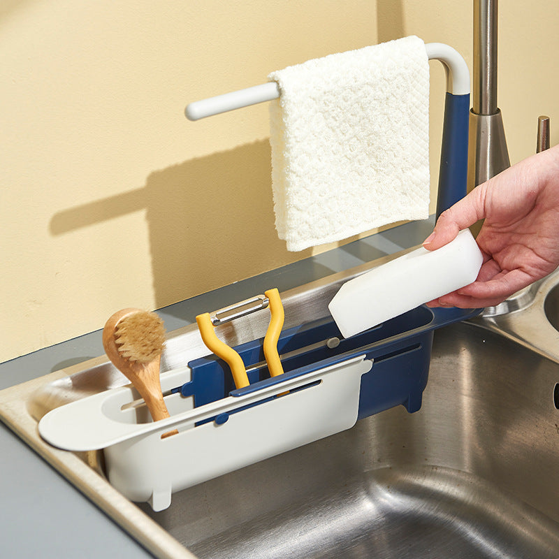 Kitchen Telescopic Sink Racks Multifunctional Tableware Drain Dish Rack Countertop Sink Storage Rack Dish Drain Rack