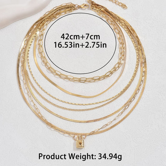 Stacked Layered Alloy Necklace Elegant Necklace All-match Jewelry Suit