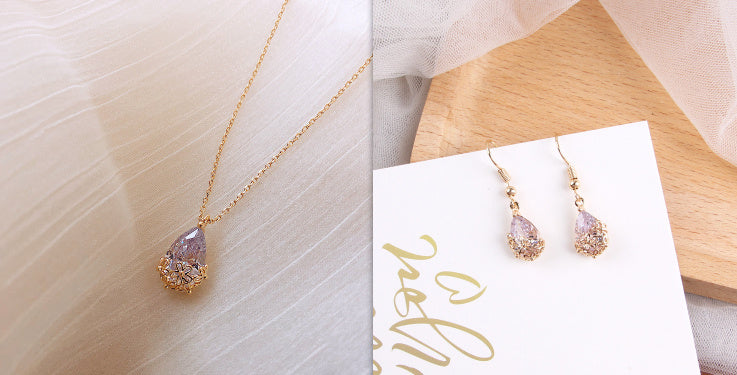 Crystal Water Drop Pendant Necklace Women's