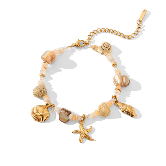 Stainless Steel Conch Starfish Shell Bracelet For Women
