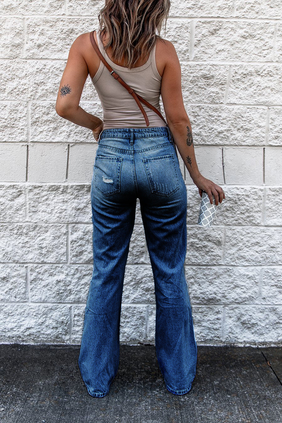 Ripped High Waist Retro Slim Fit Denim Boot-cut