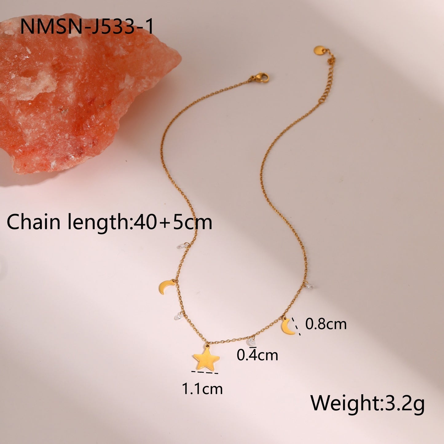 Zircon Star Pendant Stainless Steel Necklace
